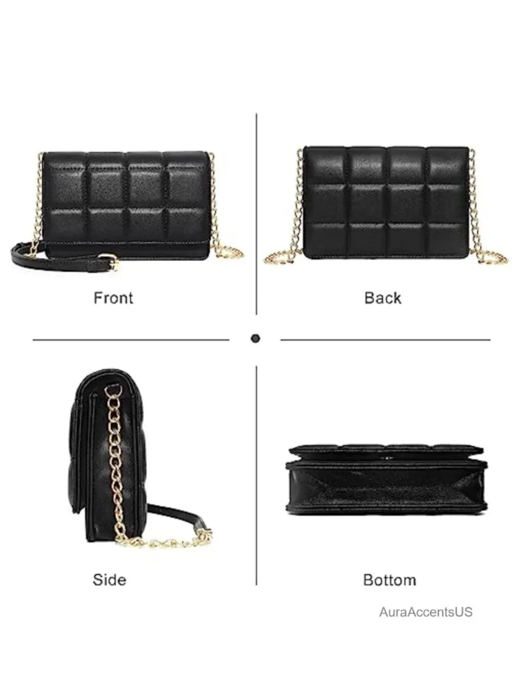 Quilted PU Leather Mini Crossbody Wallet Chain Shoulder Phone Purse
